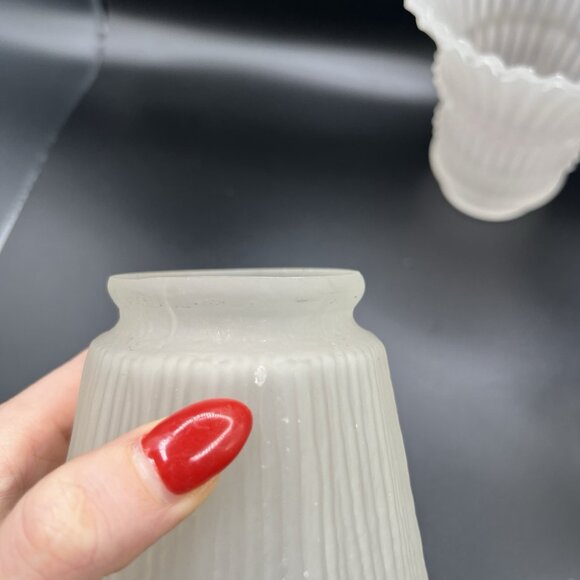 Vintage Frosted Glass Light Shades Lot 3 Art Deco Mid Century 2.25” Fitter READ - Picture 7 of 14